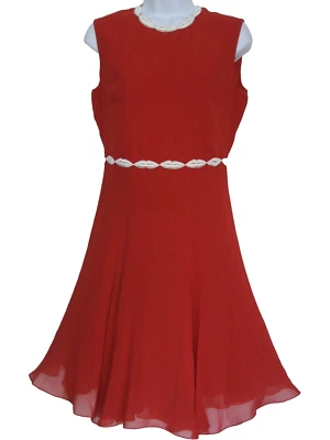 GIAMBATTISTA VALLI RED SILK SLEEVELESS DRESS SIZE SMALL - Image 1 of 4