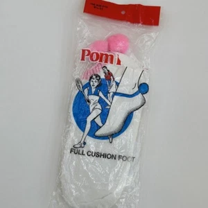 VTG Women’s Socks 70's White Pink Pom Pom Low Cut Acrylic Blend 8.5-11 USA Golf - Picture 1 of 6