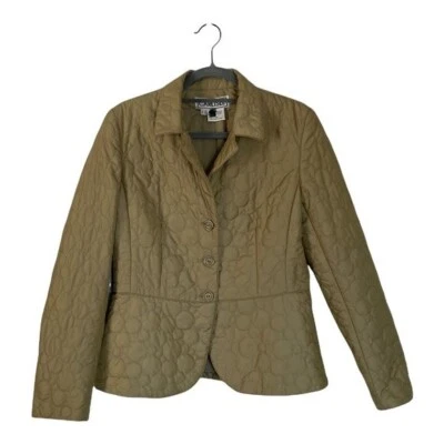 Chaqueta acolchada ligera Carlisle talla 10 botón delantero verde carrera peplum Foto 1 de 4