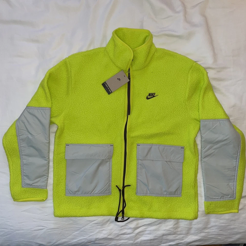 Nike Fleece Zip Jacket Sherpa Green Volt DD5021-345 size XL