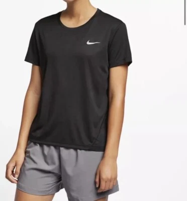 Nike black Miler Logo running T-Shirt top size S Foto 1 de 4