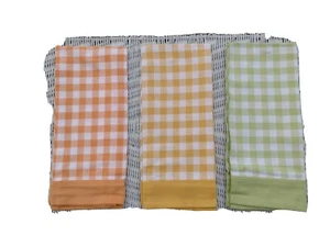 KitchenTowels Gingham GreenYellowOrange PastelSpring Lotof3 India NEW! MAY2020 - Picture 1 of 10