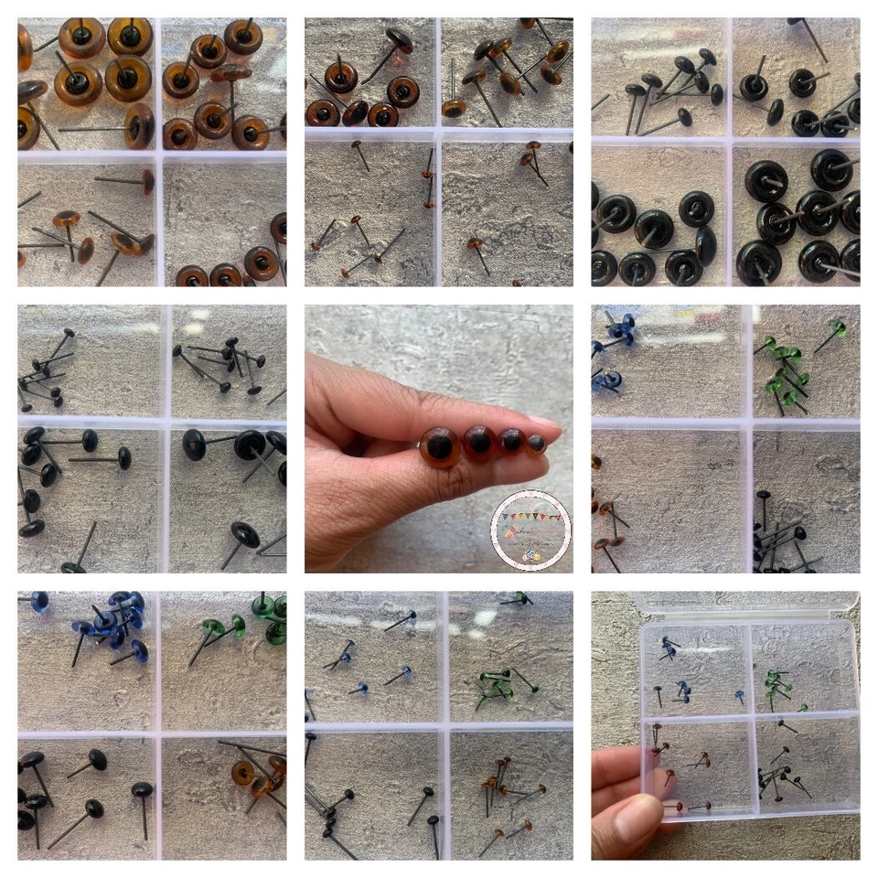 Heidifeathers® 16 x Paar Glasaugen - gemischte Farben / Größenpackungen, Nadelfilzen - Bild 1 von 1