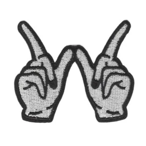 WHAT EVER IRON ON PATCH 2.8" W Finger Gesture Hand Feminist Girl Gang Applique - Picture 1 of 2