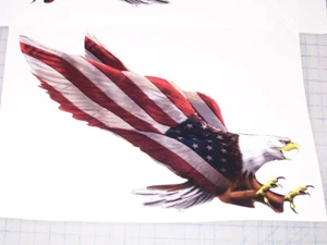 PAIR Angled Attack Eagle Flag on Wings Decals / Stickers Golf Cart Trailer RV - Picture 1 of 4