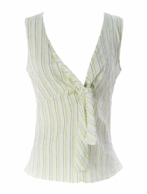 Camiseta sin mangas para mujer Gant de algodón a rayas verde lima Foto 1 de 2