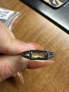 BP "Light up the Night" RBP6652 LC Green Rainbow Topaz Hematite Plated Size 10 - Picture 1 of 3