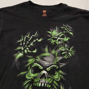 Halloween Skeletons Graphic Shorts Sleeve T-Shirt Youth Boys Size XL Black Green