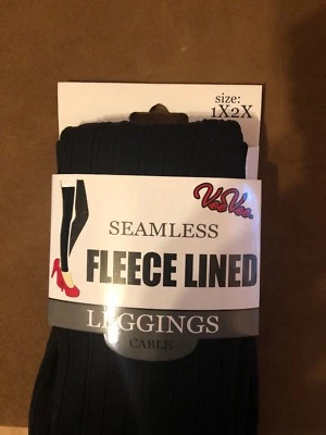 Leggings forrados de vellón sin costuras Vee Vee -- NUEVOS - talla 1x2x- cable negro Foto 1 de 4