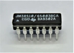 TEXAS INSTRUMENTS JM38510/65003BCA, NAND GATE 2-Element 4-IN 14 Pin CERAMIC DIP - Picture 1 of 3