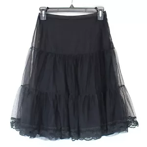 Free People Black Babydoll Lace Lined Layered goth Wednesday Skirt XS - Picture 1 of 7