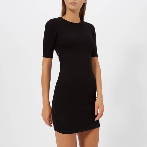 Abito T by Alexander Wang compatto a costine ritagliato logo elastico nero XS MSRP $325
