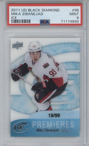 2011/12 UD UPPER DECK ICE BLACK DIAMOND Mika Zibanejad ROOKIE RC RANGERS PSA 9