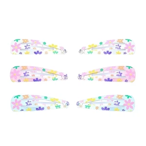 Juego de 6 pinzas para el cabello metálicas con estampado de flores de margarita a presión Bendies para dormir 5 cm - Imagen 1 de 3