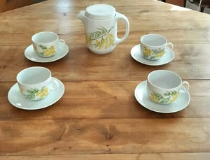 Set Thè Porcellana SELTMANN WEIDEN BAVARIA Dipinto A Mano Mimosa 1981 LANGENTHAL - Foto 1 di 12