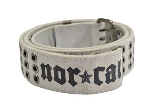 Nor Cal MEDIEVAL Off White Nickel Metal Discounted Leather Canvas Men's Belt - Picture 1 of 12