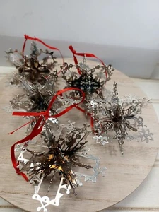 Vintage Handcrafted 3d snowflake Metal Art Star silver colored Finish Ornament - Picture 1 of 12