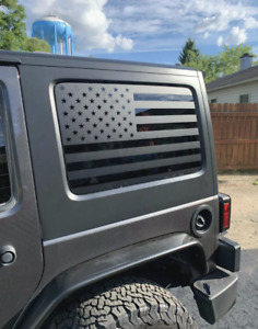American Flag Rear Window Decals Fits 2007-2024 Jeep Wrangler JK JKU JL JLU