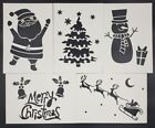 6 x  Christmas Decoration Snow Spray Stencil Deer Tree SnowFlake Santa Snowman 