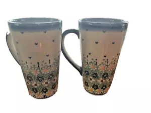 Set 2 tazzine da caffè grandi Boleslawiec Polonia fatte a mano in ceramica di G Pankowski - Foto 1 di 5