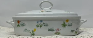 Anchor Ovenware 1.5 Qt Oval Casserole Japan Floral Botanical Lidded Dish Vtg - Picture 1 of 12