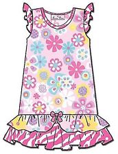 NWT Laura Dare Toddler Girls Pink Floral with Zebra Stripes Flutter Gown Size 3T
