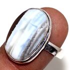 Owhyee Blue Opal 925 Silver Plated Gemstone Handmade Ring US 9 Ethnic Gift AU S5
