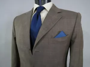 Canali Made in Italy Taupe window pane side vented full canvas suit 38 S - Picture 1 of 17