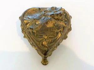 Antique Nouveau 24Kt Plated Jewelry Trinket Box Washington DC Capitol Souvenir - Picture 1 of 8