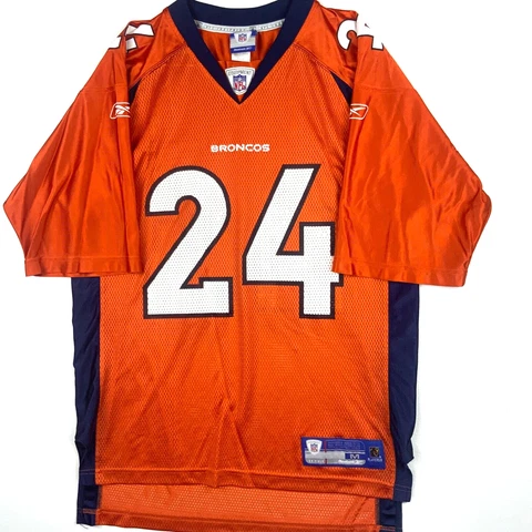 Vintage Denver Broncos Champ Bailey Reebok Jersey Size Medium Orange Nfl Cover