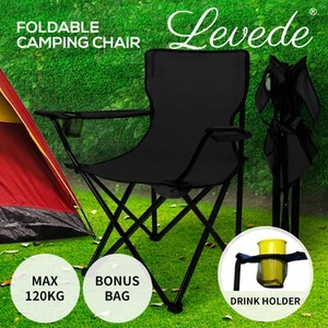 Levede Camping Chairs Folding Arm Foldable Portable Outdoor Beach Fishing Picnic - Picture 1 of 11