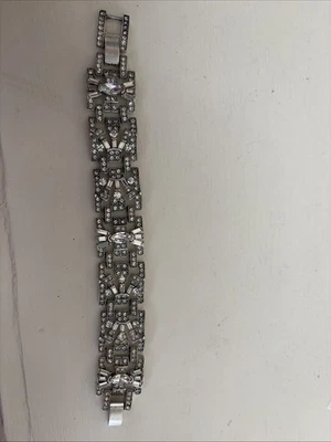 Stella & Dot 7" Casablanca Rhinestone Silvertone Bracelet Dangle Drop Earrings  - Photo 1/4