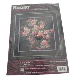 Kit Punto de Cruz Contado Bucilla 14 ct ROSAS CLÁSICAS 41330 DE COLECCIÓN 1996 NUEVO SELLADO - Imagen 1 de 4