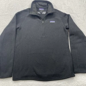 Patagonia Better Sweater 1/4 Zip Pullover Women's Medium Black Fleece Lined - Picture 1 of 9