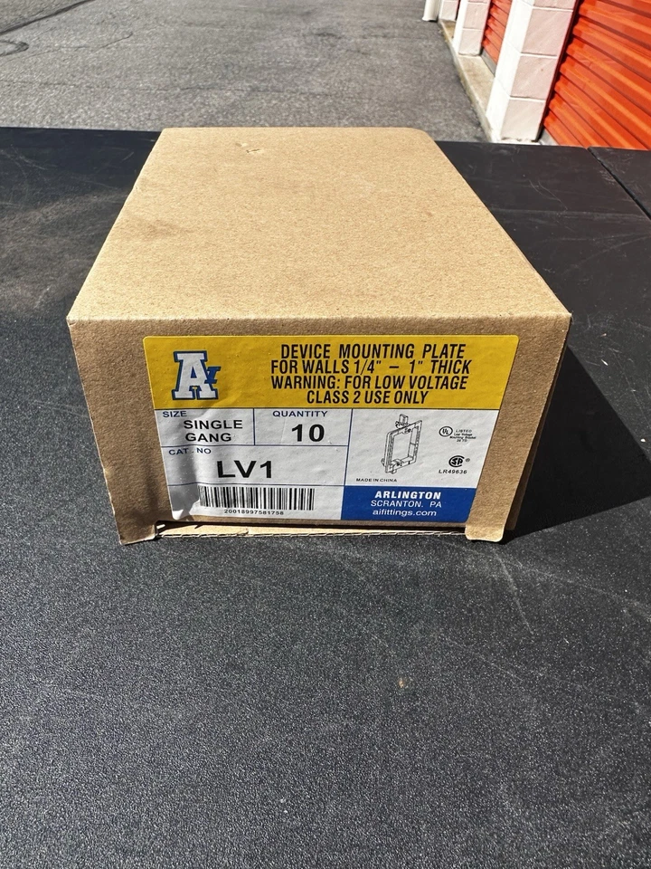 Arlington LV1 Device Mounting Plate For Walls 1/4''-1'' Thick Pack of 10 1E - Image 1 of 4