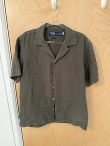 Polo Ralph Lauren Men's Classic-Fit Slub Linen Camp Shirt Green Size M 2024 - Picture 1 of 10