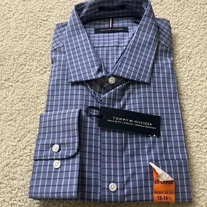 Tommy Hilfiger Men`s Regular Fit Dress Shirt( Blue Plaid,XXL) - Picture 1 of 3