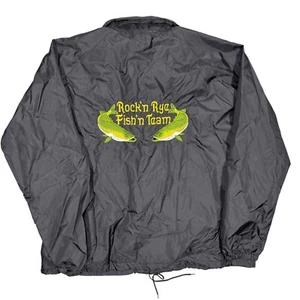 Vintage Rock'n Rye Fish'n Team Zip Up Windbreaker Shell Jacket Black XXXL - Picture 1 of 7