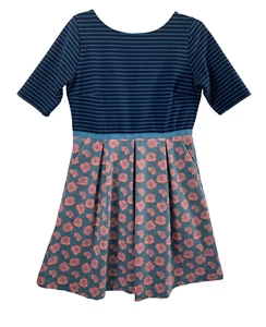 Vestido Matilda Jane Para Mujer Grande Azul Rayas Top Rosa Plisado Inferior Bolsillos Laterales - Imagen 1 de 9