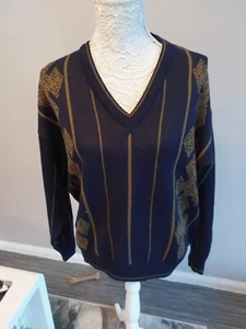 Pierre Sangan V Neck Vintage Jumper Medium Made In Jersey Wool Blend - Picture 1 of 7