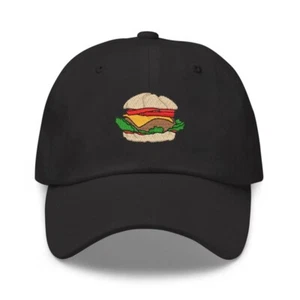 Novelty Design New Hamburger Burger 100% Cotton Baseball Cap Unique Hat - Picture 1 of 2