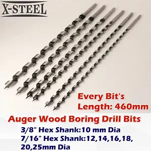 Auger Bit Wood Boring Drill Bits Individual Size:10,12,14,16,18,20,25mmx460mmL - Picture 1 of 15