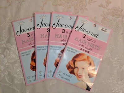 Jac-O-Net Lot =12 NOS Hair Net  No. 160 French Style Tiny Mesh Black Dance - Image 1 of 4