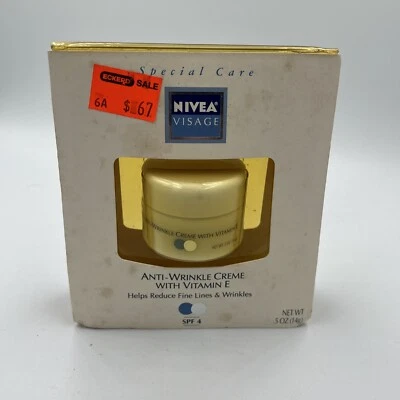 NOS Vintage Nivea Visage Anti-Wrinkle Crème W Vitamin E .5 Oz - Image 1 of 4