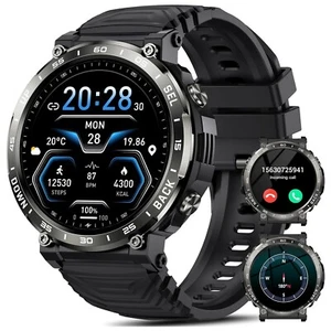 Militär Smartwatch Herren mit Bluetooth-Anrufe 5ATM Wasserdicht 960mAhFitnessuhr - Bild 1 von 8