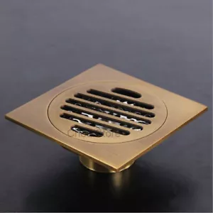 Antique Brass Square Bathroom Shower Floor Drain Waste Water Drainer for Bath - Picture 1 of 3