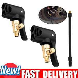 2x car valve adapters chuck with tire inflator hose brass for US/FR tire valves