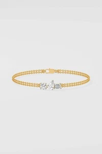 0.60ctw Lab Grown Trio Diamond Women's Bracelet, Solid Yellow Gold in 14KT - Picture 1 of 12