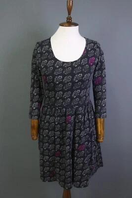 Marimekko Omena Black Floral 3/4 Sleeve A-Line Round Neck Dress Size XS - Image 1 of 4