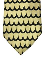 AQUASCUTUM Cream & Black Patterned 100% Silk Tie Made In England Mens MINT